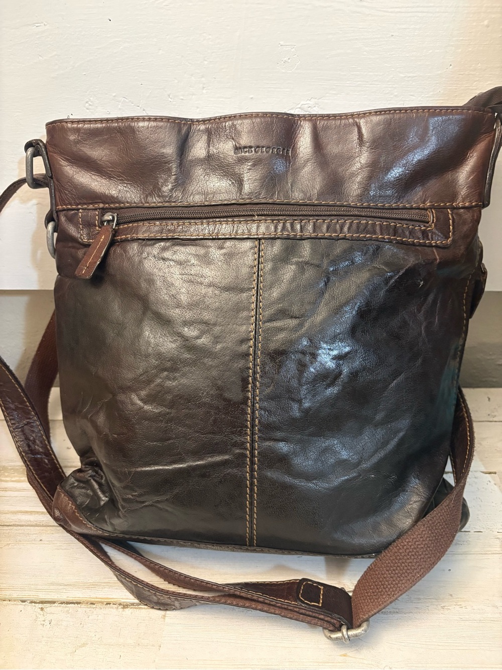 Jack George’s Voyager Leather Stained Buffalo Crossbody Bag Excellent Condition